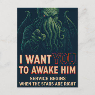 Ik wil dat je hem wakker maakt (Cthulhu Cult Recru Feestdagenkaart