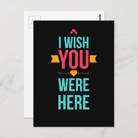 Ik wil dat je hier liefdesharten was briefkaart (Voorkant / Achterkant)