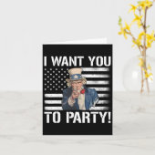 Ik wil dat je op 4 juli met oom Sam Funny feest Kaart (Gele Bloem)