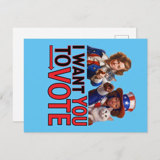 IK WIL DAT JE STEMT (Cat Ladies) Briefkaart (Voorkant / Achterkant)