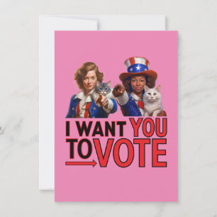 IK WIL DAT JE STEMT (Cat Ladies) Feestdagenkaart