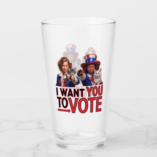 IK WIL DAT JE STEMT (Cat Ladies) Glas (Voorkant)