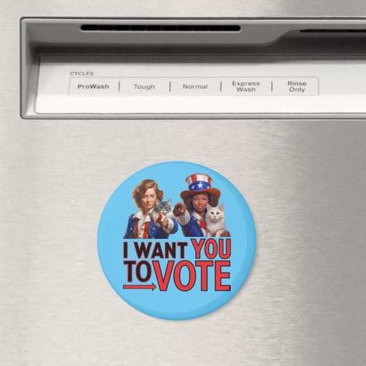 IK WIL DAT JE STEMT (Cat Ladies) Magneet (Insitu (Vaatwasser))