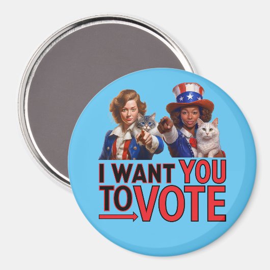 IK WIL DAT JE STEMT (Cat Ladies) Magneet (Voorkant / Achterkant)