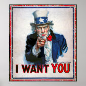 IK WIL DAT JE UNCLE SAM 1917 zegt Poster (Voorkant)