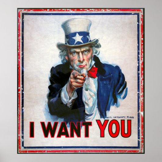 IK WIL DAT JE UNCLE SAM 1917 zegt Poster (Voorkant)