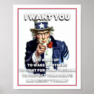 Ik wil dat je Uncle Sam Poster Print wakker maakt