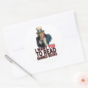 IK WIL DAT JE VERBODEN BOEKEN LEZT RONDE STICKER
