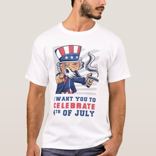 Ik wil dat je vier juli viert t-shirt (Voorkant)