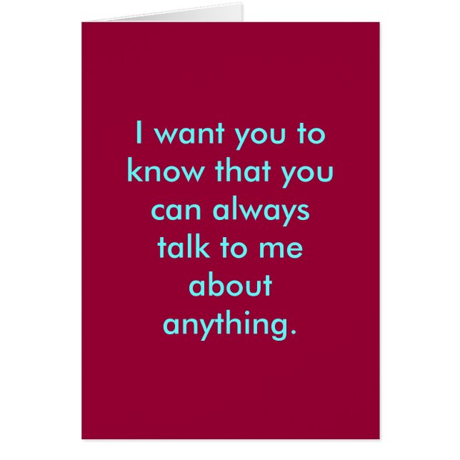 Ik wil dat je weet dat je altijd kunt praten met . (Voorkant)