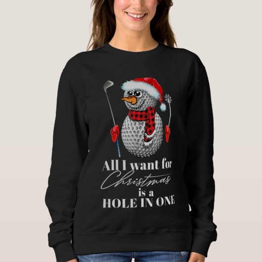Ik wil dat Kerstmis een gat is in één Golfbal Sn Trui (Voorkant)