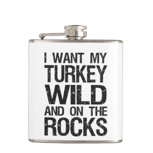 Ik wil dat mijn Turkije Wild op de rotsen zit. Heupfles