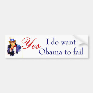 Ik wil dat Obama faalt Bumpersticker