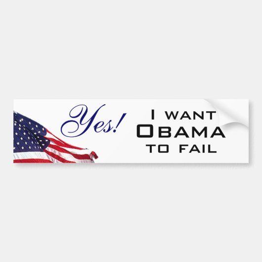 Ik wil dat Obama faalt Bumpersticker (Voorkant)