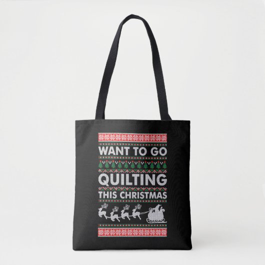 Ik wil deze kerst gaan quilten tote bag (Voorkant)