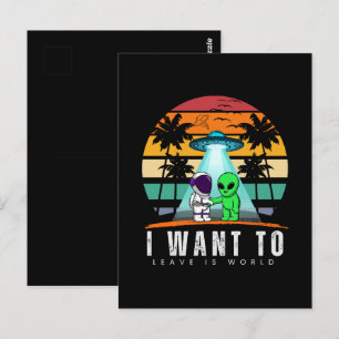 Ik wil deze wereld verlaten is Alien Vintage Sunse Briefkaart