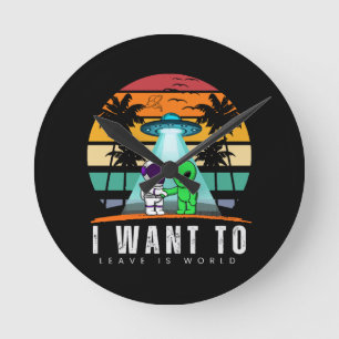 Ik wil deze wereld verlaten is Alien Vintage Sunse Ronde Klok