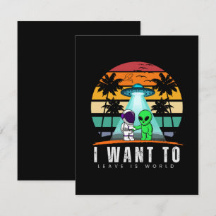 Ik wil deze wereld verlaten is Alien Vintage Sunse RSVP Kaartje