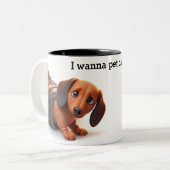 Ik wil die hond aaien tweekleurige koffiemok (Voorkant links)