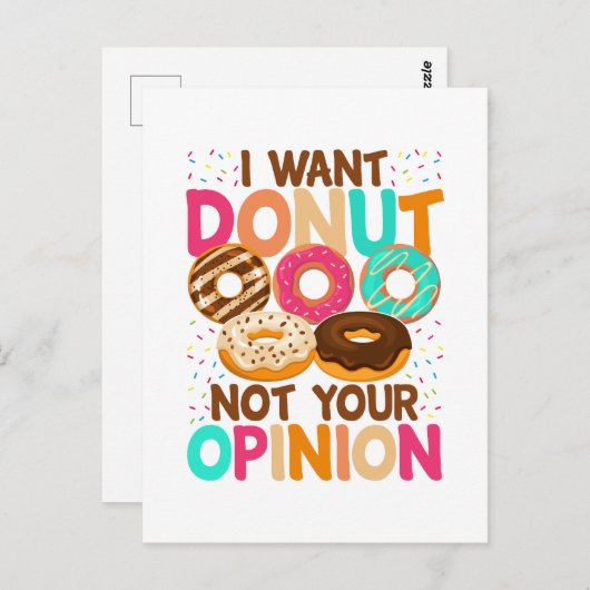 Ik wil donut niet jouw mening briefkaart (Voorkant / Achterkant)