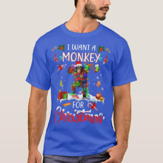 Ik wil een aap voor kerstfeestdagen, die Santa Mo T-shirt
