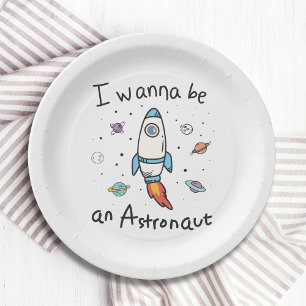 Ik wil een Astronaut Cartoon worden Papieren Bordje