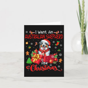 Ik wil een Australische herder voor de kerstman Kaart