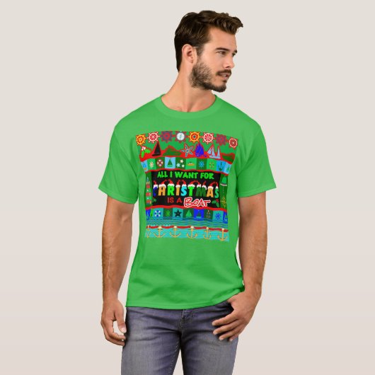 Ik wil een boot voor Kerstmis T-shirt (Voorkant volledig)