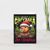Ik wil een capibara voor Kerstmis pyjama familie w Kaart (Voorkant)