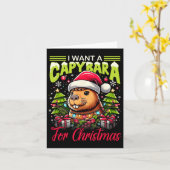 Ik wil een capibara voor Kerstmis pyjama familie w Kaart (Gele Bloem)
