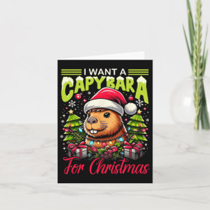 Ik wil een capibara voor Kerstmis pyjama familie w Kaart
