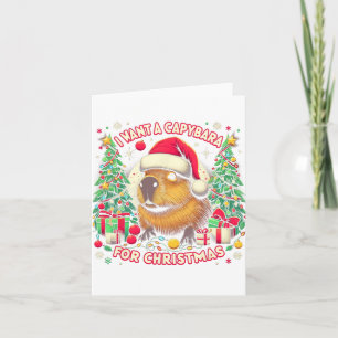 Ik wil een capibara voor Kerstmis pyjama familie w Kaart