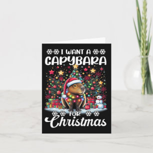 Ik wil een capibara voor Kerstmis pyjama familie w Kaart