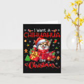 Ik wil een chihuahua voor kerst eigenaar Santa Dog Kaart (Gele Bloem)