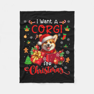 Ik wil een Corgi voor kerstman eigenaar Santa Dog  Fleece Deken
