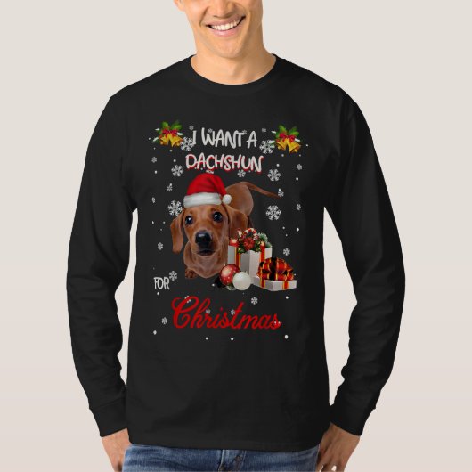 Ik wil een Dachshund voor kerstkostuum voor T-shirt (Voorkant)