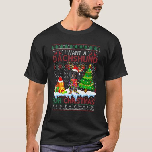 Ik wil een Dachshund voor Kerstmis.. T-shirt (Voorkant)
