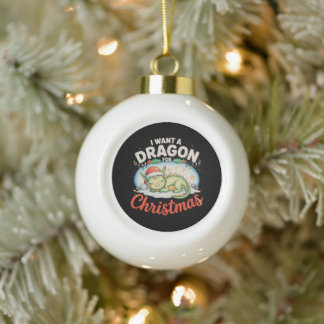 Ik Wil Een Draak Voor Kerstmis Kerstman Lichtjes Keramische Bal Ornament
