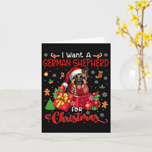 Ik wil een Duitse herder voor de Kerstman I Kaart (Gele Bloem)