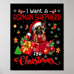 Ik wil een Duitse herder voor de Kerstman I Poster