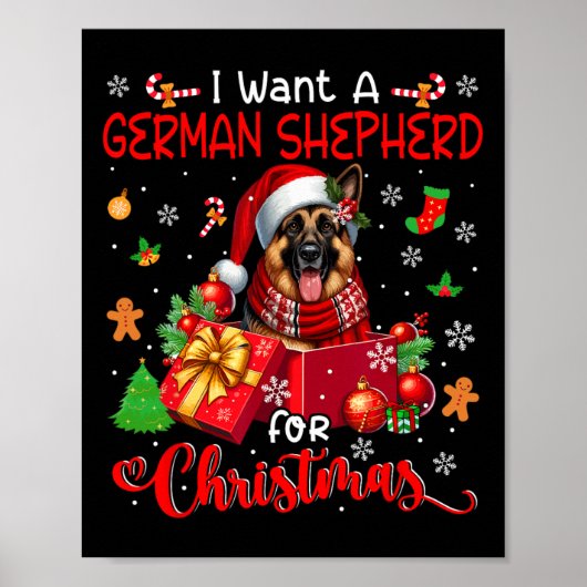 Ik wil een Duitse herder voor de Kerstman I Poster (Voorkant)