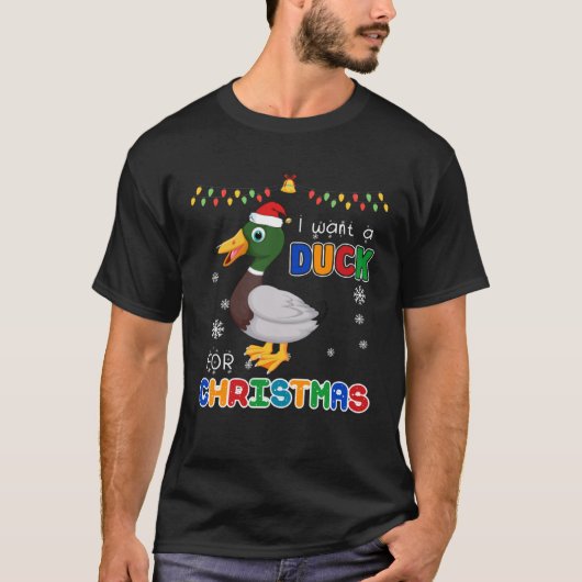 Ik wil een eend voor kerst dier lelijke Kerstmis T-shirt (Voorkant)