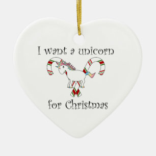 Ik wil een eenhoorn voor kerstsnoeprietjes keramisch ornament