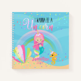 Ik wil een eenhoorn zeemeermin prinses roze goud z notitieboek