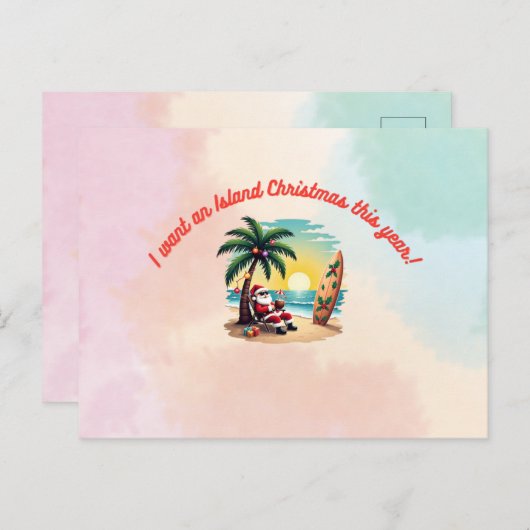 Ik wil een eiland kerstmis post Kaart (Voorkant / Achterkant)