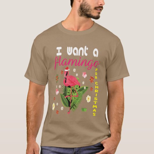 Ik wil een flamingo voor Kerstmis lichtbak T-shirt (Voorkant)