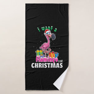Ik wil een Flamingo voor kerstroze Flamenco Badhanddoek