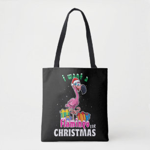 Ik wil een Flamingo voor kerstroze Flamenco Tote Bag
