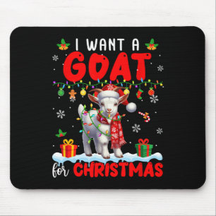 Ik wil een geit voor Kerstmis Santa Goat Farmer Ra Muismat