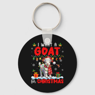 Ik wil een geit voor Kerstmis Santa Goat Farmer Ra Sleutelhanger